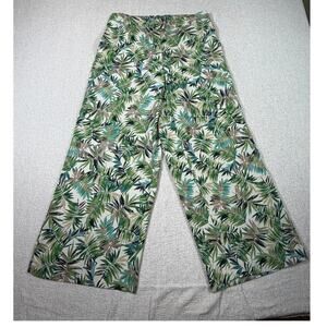 NWT J.Jill Women Med Tropical Palm Pull On Ankle Comfort Resortwear Pants